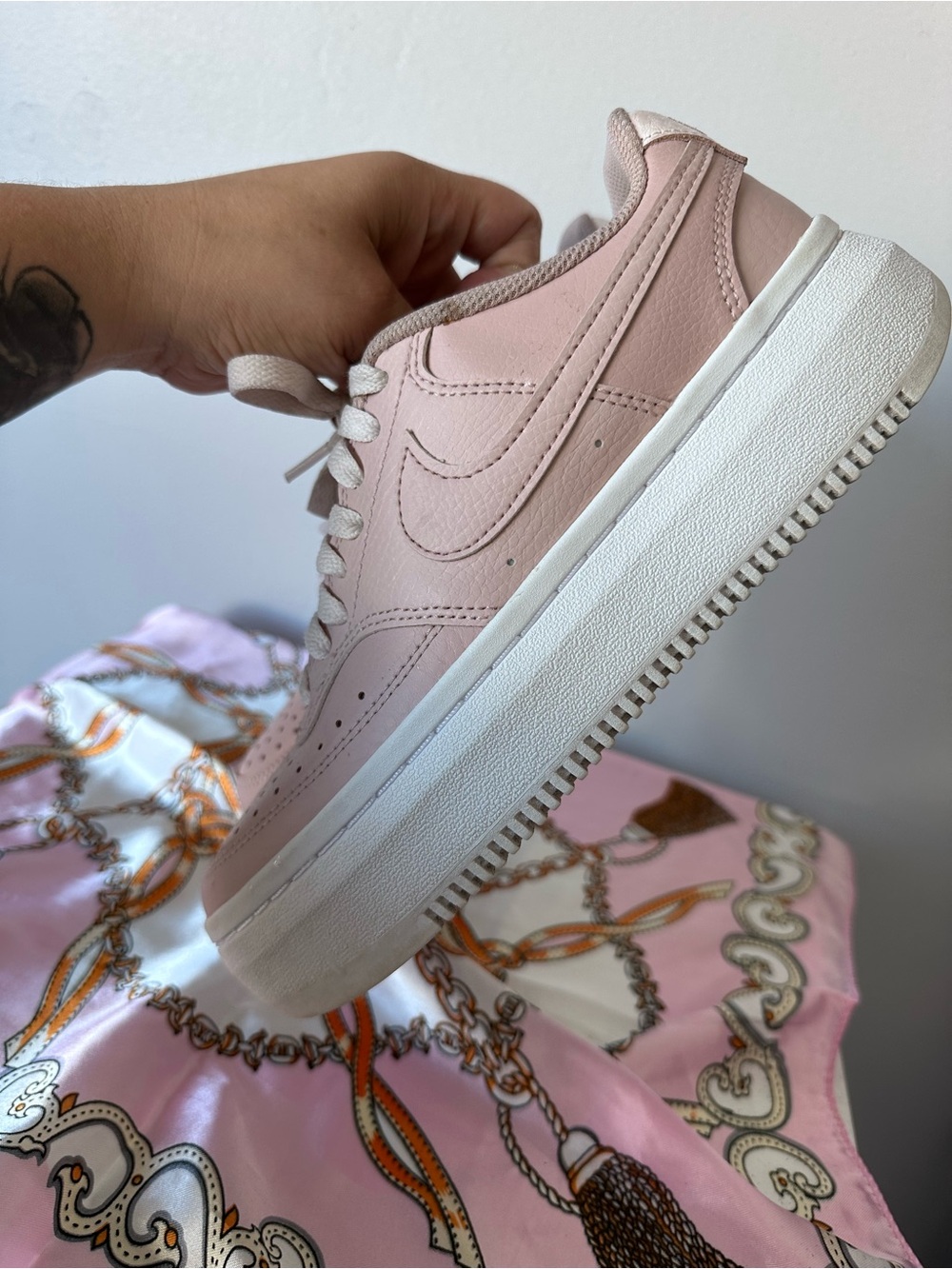 Nike Women's Platform Sneakers in Blush Pink and White